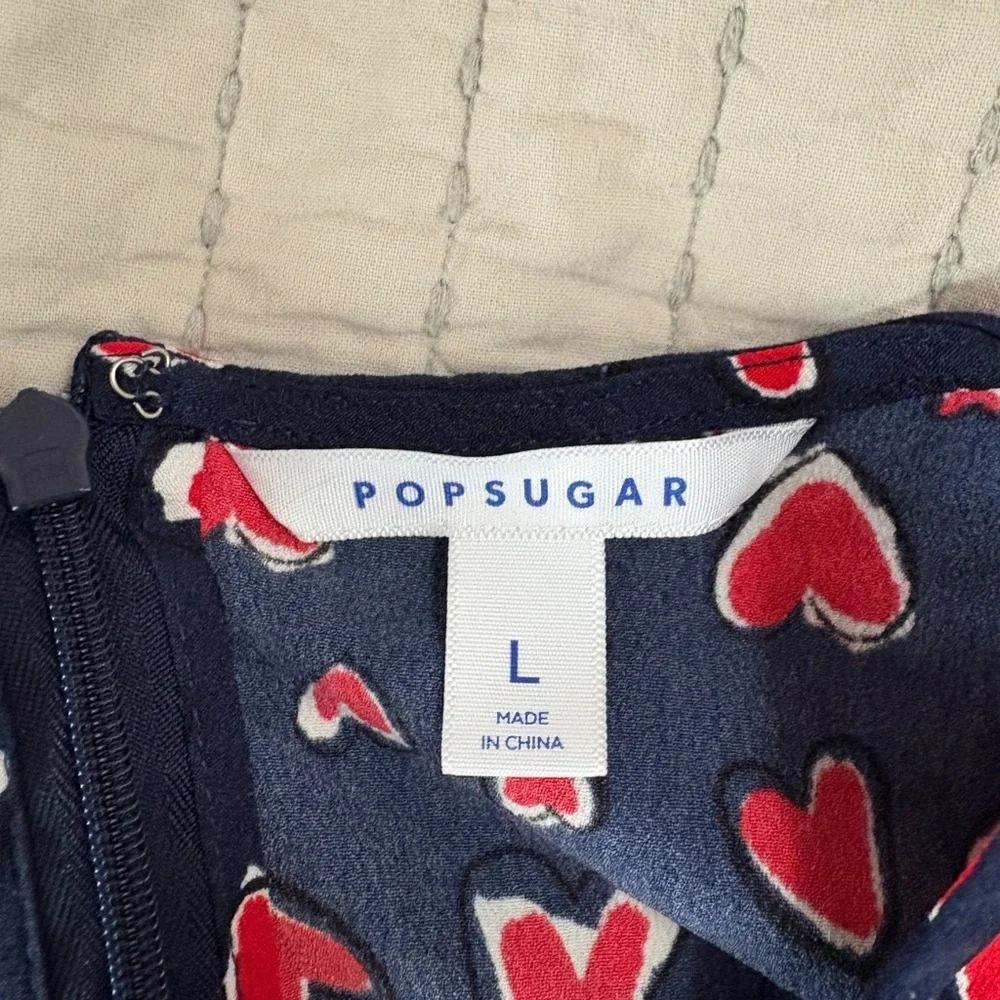 Popsugar Size Large‎ Navy Blue Heart Dress MIDI EUC